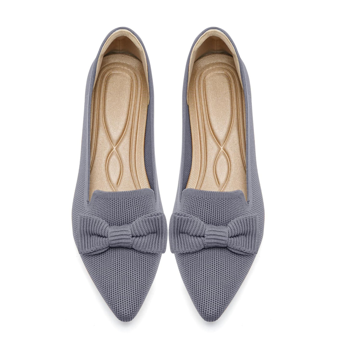 Flats for Women Mesh Ballet Flats with Bow Pointed Toe Comfortable Dressy Knit Breathable for Work Office