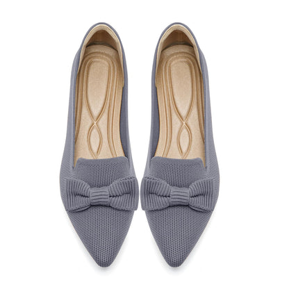 Flats for Women Mesh Ballet Flats with Bow Pointed Toe Comfortable Dressy Knit Breathable for Work Office