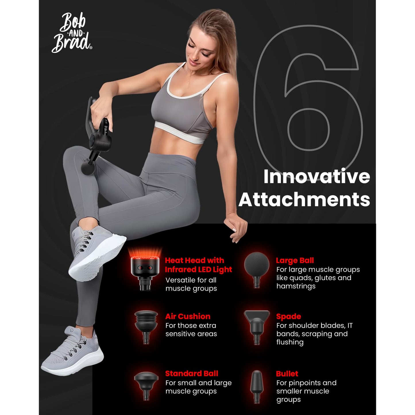 BOB AND BRAD D5 Pro Plus Handheld Massage Gun with Heat, FSA-HSA Eligible Deep Tissue Percussion Massage Gun, Powerful Muscle Massager for Athletes Fitness Workout & Daily Recovery, Birthday Gift