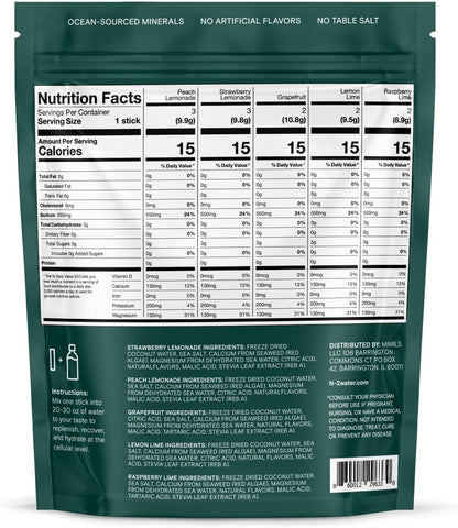 Mineral Hydration Packets – Electrolyte Powder Drink Mix with Calcium, Magnesium, Potassium – No Added Sugar, Natural Ingredients - Variety Pack (12 Packets)