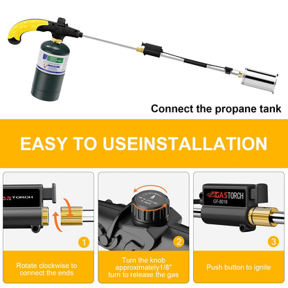 Sondiko Propane Torch Weed Burner, High Output Weed Torch Flamethrower, 30" Detachable Long Arm Heavy Duty Blow Torch For Garden, Wood, Ice, Snow, Melting(PROPANE TANK NOT INCLUDED)