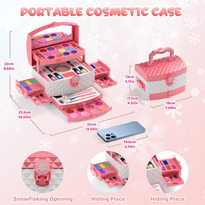 PERRYHOME Kids Makeup Set for Girl 56 Pcs Washable Real Cosmetic, Non-Toxic Frozen Toys Toddler Makeup Kit, 2026 New CPF Sustainable Materials Birthday Gift for 3 4 5 6 7 8 9 10 11 12 Year Old Girls