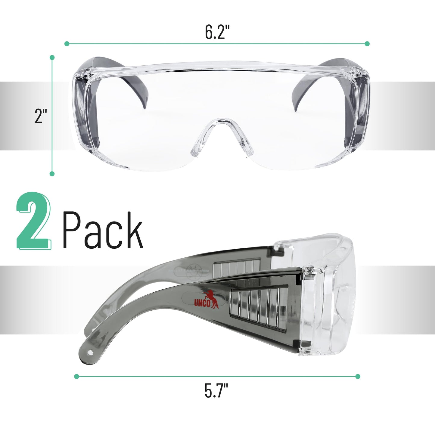 UNCO- Safety Goggles Over Glasses, Protective Goggles, Anti Fog, Work, Safety Glasses Over