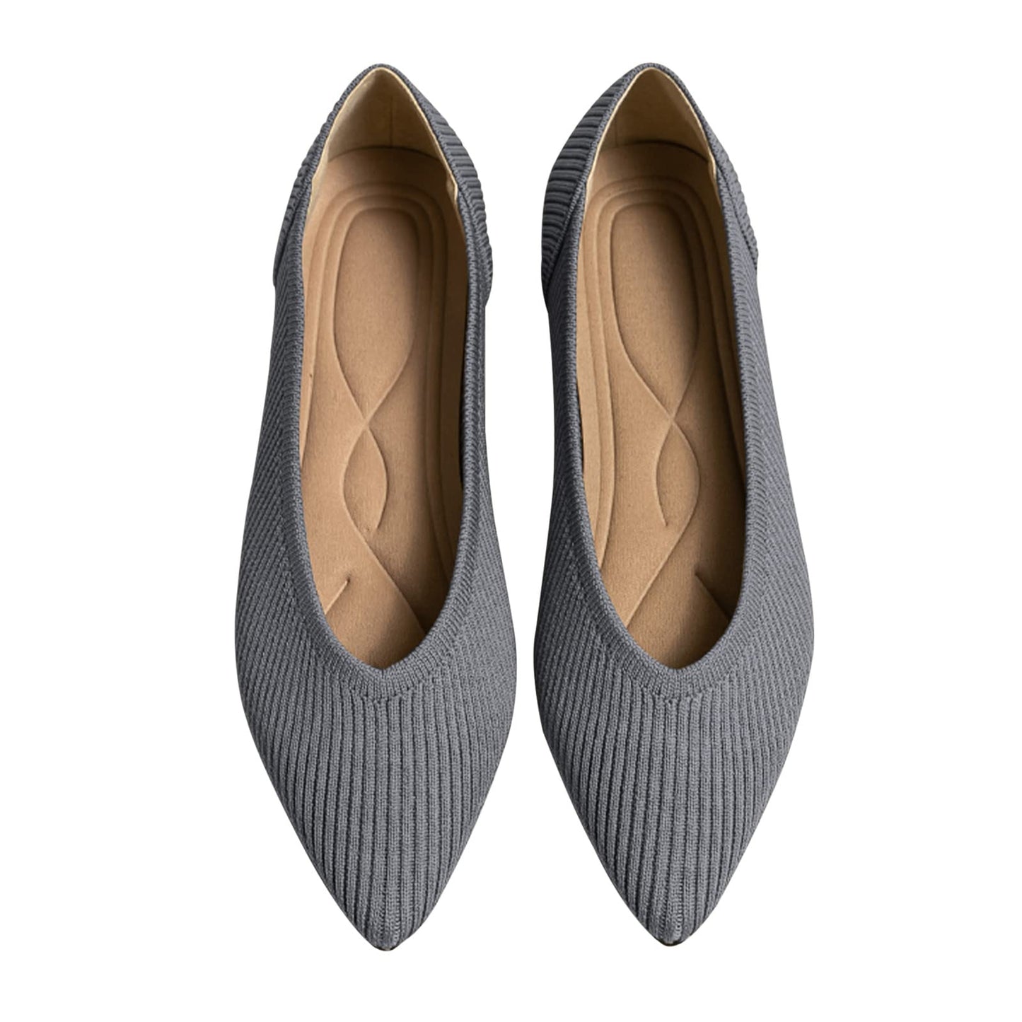 TINGRISE Women's Flats Shoes Pointed Toe Knit Ballet Comfortable Dressy Slip On Flat