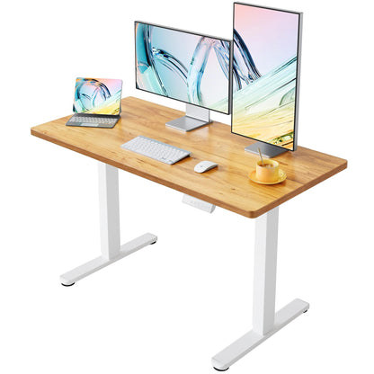 HUANUO 32" Small Electric Standing Desk Adjustable Height, 4 Memory Height Settings, Sit Stand Up Desk for Home Office & Computer Workstation, LightWalnut