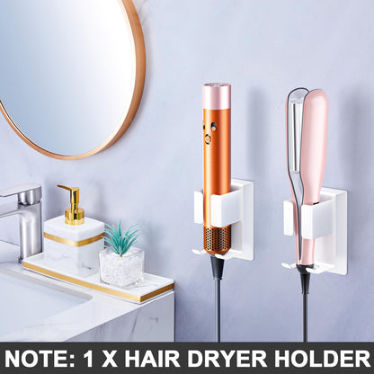 Hair Straightener Holder Wall Mounted Blow Dryer Holder, Blow Dryer and Curling Iron Holder, Hair Dryer and Straightener Holder, Bathroom Hair Tools Organizer and Storage (Black, 1Pc)