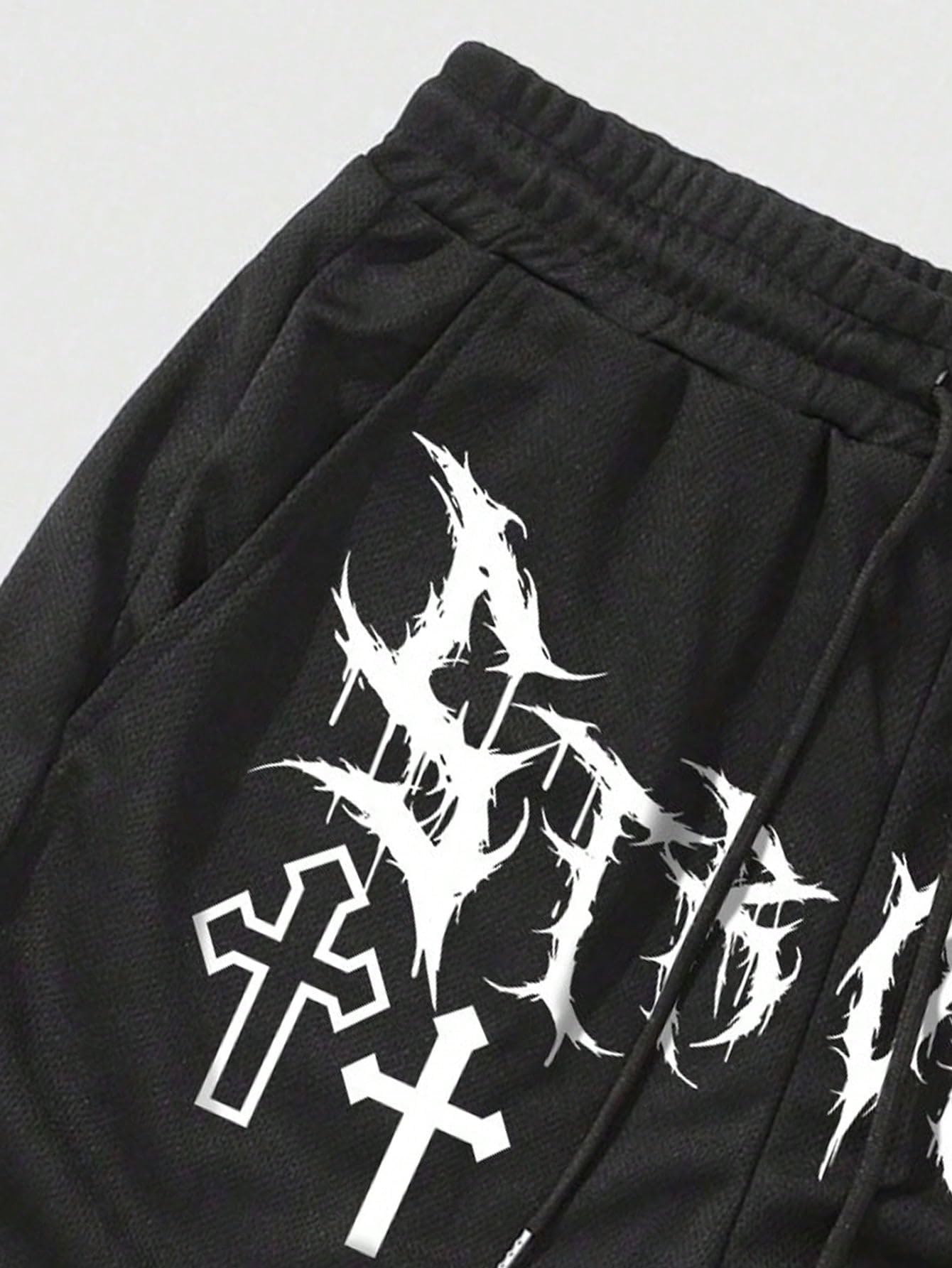 QJQ Men's 2 in 1 Goth Graphic Drawstring Elastic Waist Shorts Summer Casual Workout Athletic Gym Track Shorts