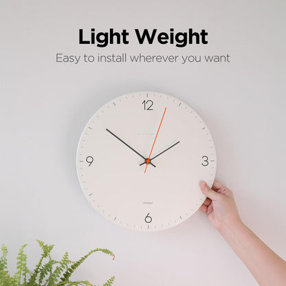 mooas Wooden Frame Flatwood Wall Clock,12" Non-Ticking Sweep Movement Decorative Battery Operated Wall Clock for Home Living Room Kitchen Bedroom Office School (Dark Brown)