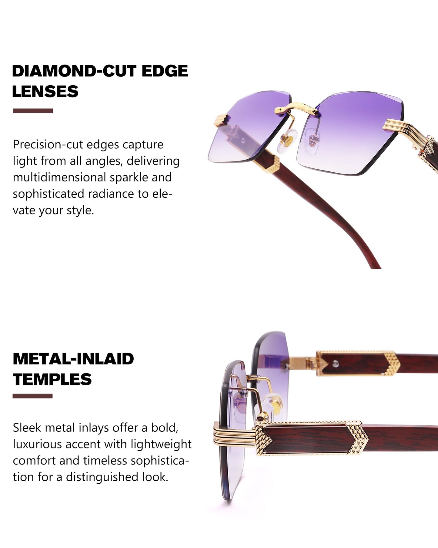 Pro Acme Rimless Rectangle Sunglasses for Men Women Hexagon Shade Eyewear Frameless y2k Glasses