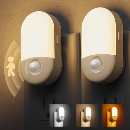 L LOHAS LED Motion Sensor Night Light, 2Pack, Motion Activated Night Light, Night Lights Plug into Wall Motion Sensor, 3000K Warm White, Adjustable Brightness 30/60LM, for Kids Adults Bathroom Bedroom