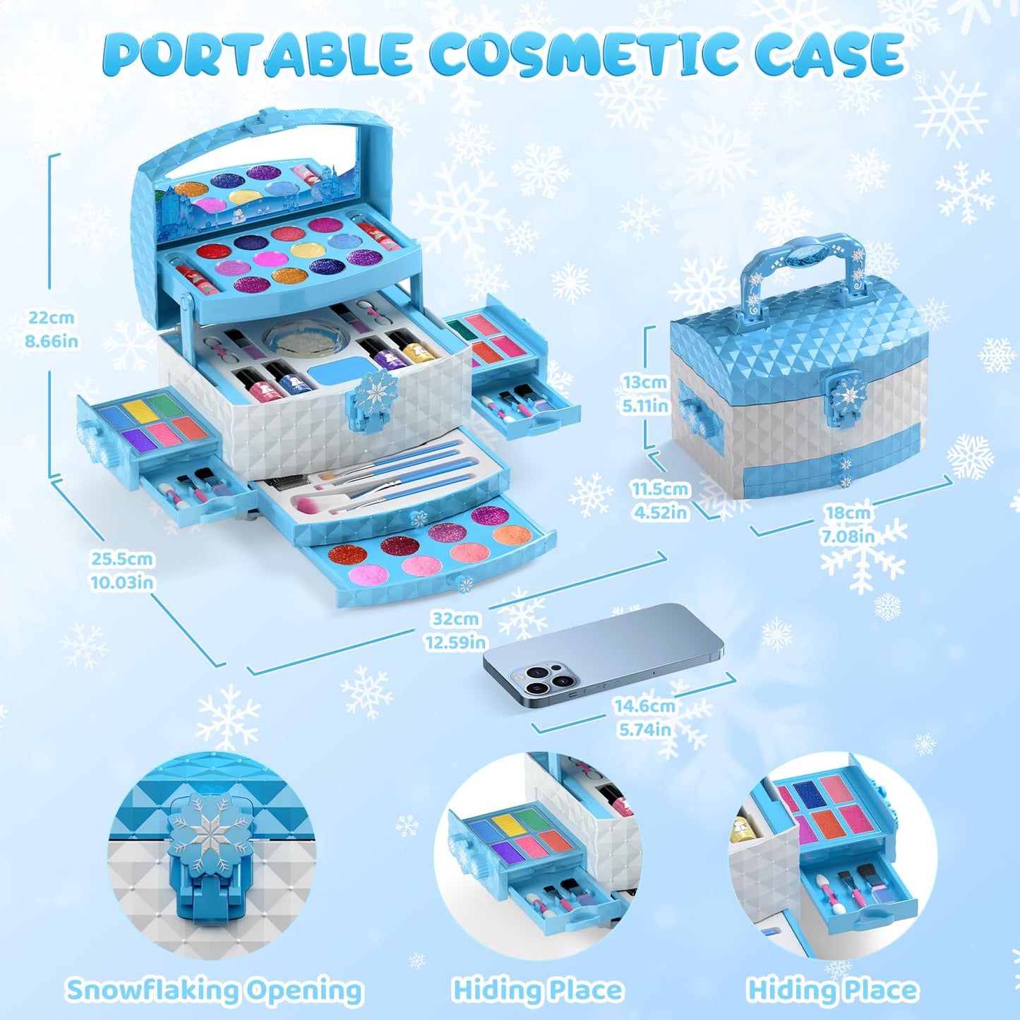 PERRYHOME Kids Makeup Set for Girl 56 Pcs Washable Real Cosmetic, Non-Toxic Frozen Toys Toddler Makeup Kit, 2026 New CPF Sustainable Materials Birthday Gift for 3 4 5 6 7 8 9 10 11 12 Year Old Girls