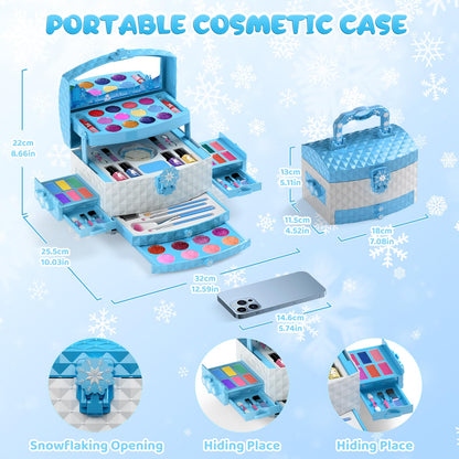 PERRYHOME Kids Makeup Set for Girl 56 Pcs Washable Real Cosmetic, Non-Toxic Frozen Toys Toddler Makeup Kit, 2026 New CPF Sustainable Materials Birthday Gift for 3 4 5 6 7 8 9 10 11 12 Year Old Girls