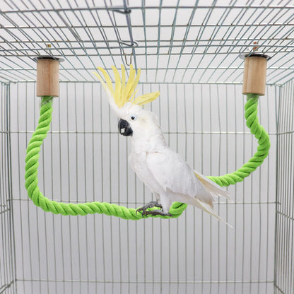 2 Pack Bird Hemp Rope Perch Swing, Bird Cage Stand Pole Accessories, Paw Grinding Standing Climbing Perch for Parrot, Parakeet, Budgies, Lovebirds(23.62"/60 cm)
