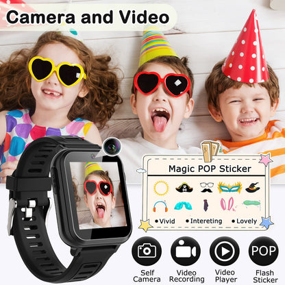 Cosjoype Kids Game Smart Watch for Kids with 39 Puzzle Games HD Touch Screen Camera Music Player Pedometer Alarm Clock Calculator Flashlight 12/24hr Kid Watch Gift for 4-12 Year Old Boys Toys for Kid