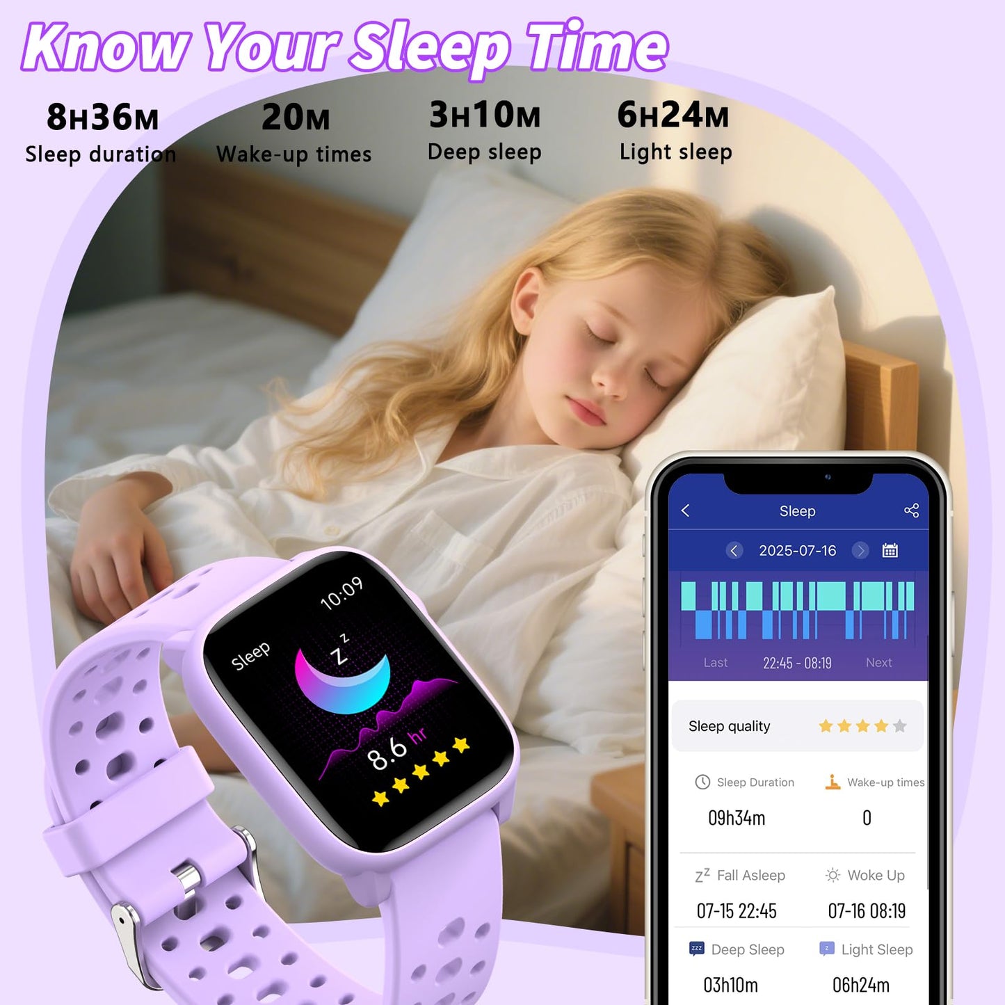 Smart Watch for Kids with 12 Puzzle Games, 1.83" Fitness Tracker Watch Heart Rate Sleep Monitor, Pedometer, Alarm Clock, Flashlight, Gift for 6-12 Year Old Boys Girls