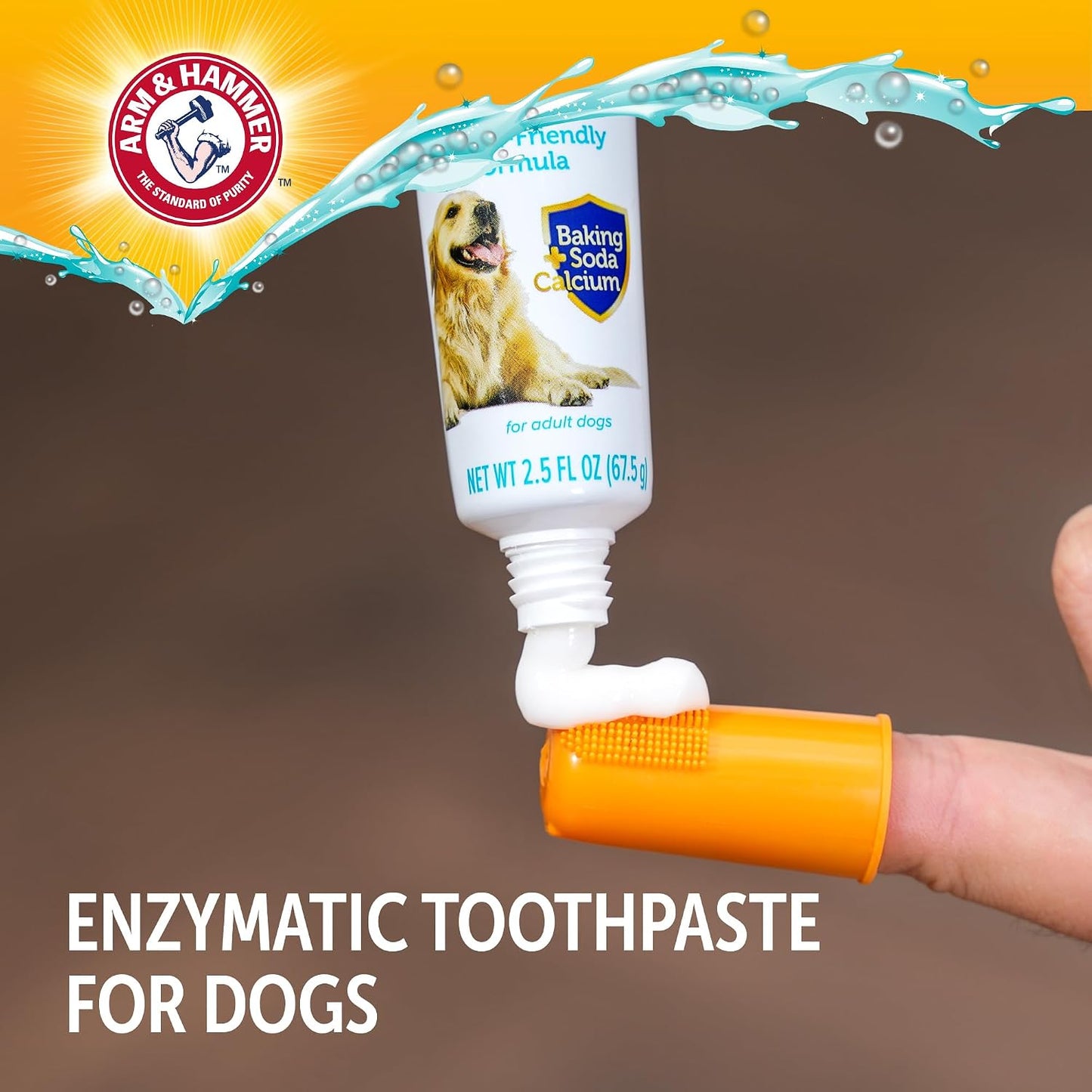 Arm & Hammer Complete Care Dog Dental Kit with Enzymatic Dog Toothpaste, Toothbrush and Finger Brush, Baking Soda and Calcium Formula for Plaque Tartar Control, Chicken Flavor, 2.5 Oz