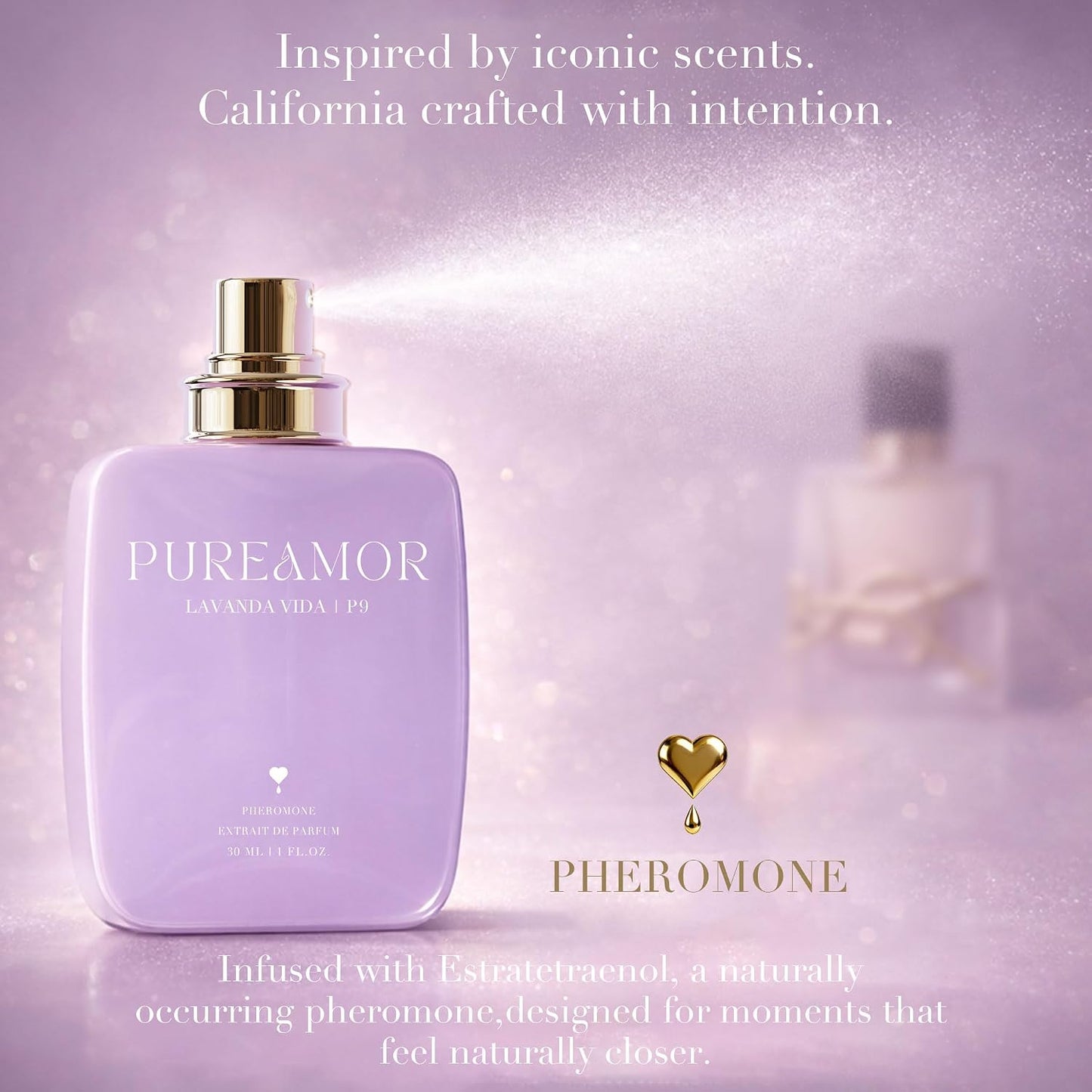 Pheromone Perfume for Women, Amber Noir Extrait de Parfum - Long Lasting Vanilla Amber Scent, 30% High Concentration, Full Size Fragrance Spray, 1.0 oz / 30 ml