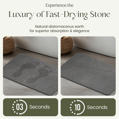 Quick Dry Shower Stone Bath Mat, Super Absorbent & Non-Slip 24 x 16 Inch Diatomaceous Earth Mat, Durable & Easy to Clean Diatomite Bath Mat for Bathroom Floor/Kitchen (River Silt)