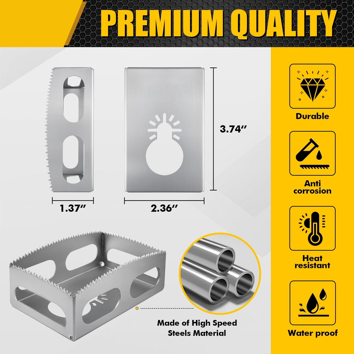 Square Slot Cutter Compatible for Dewalt 20V & Milwukee M18 Oscillating Multi-Tool to Cut-in Single Gang Wall Gang Electrical Boxes,Outlet Cutter for Drywall,Efficient Cutting Tool,1 Pcs square-shaped
