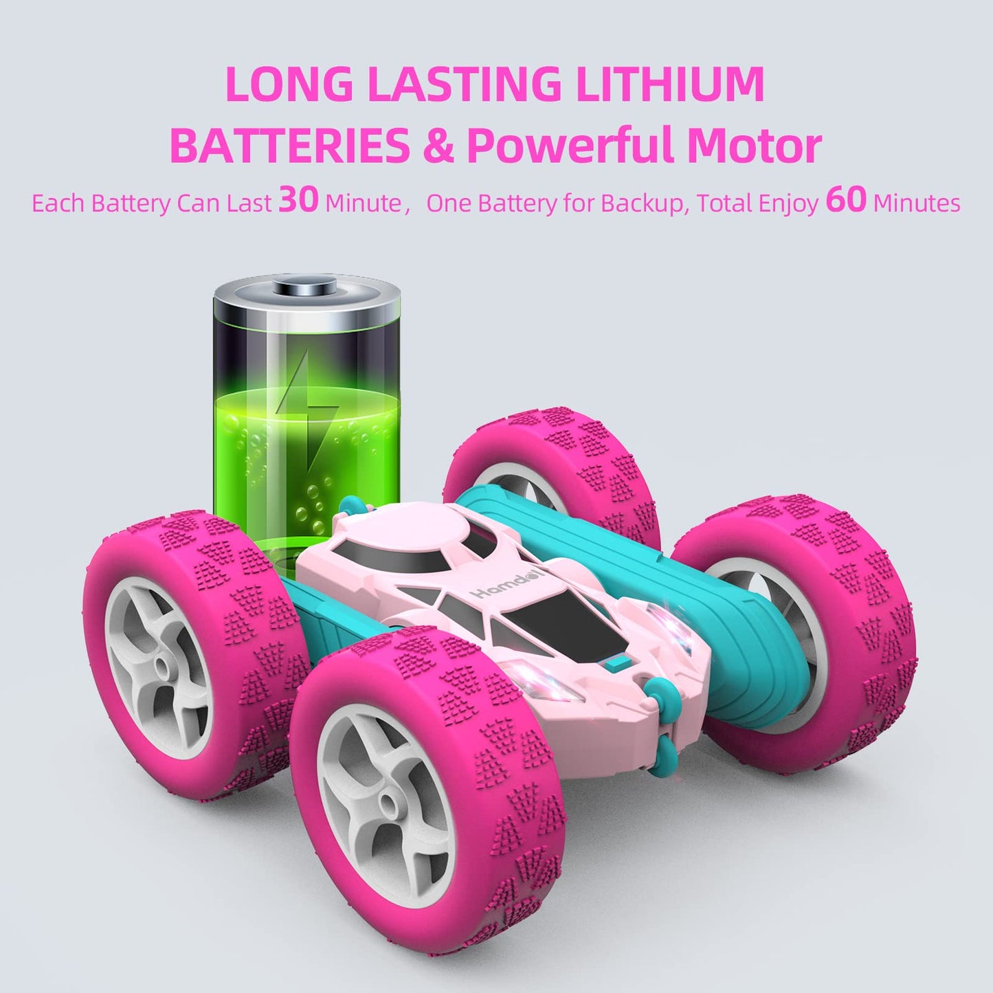 Hamdol Remote Control Car for Kids, 360° Rotating Double-Sided RC Car with LED Headlights, 4WD 2.4GHz Electric Rechargeable Toy Vehicle for Boys and Girls, Perfect Birthday