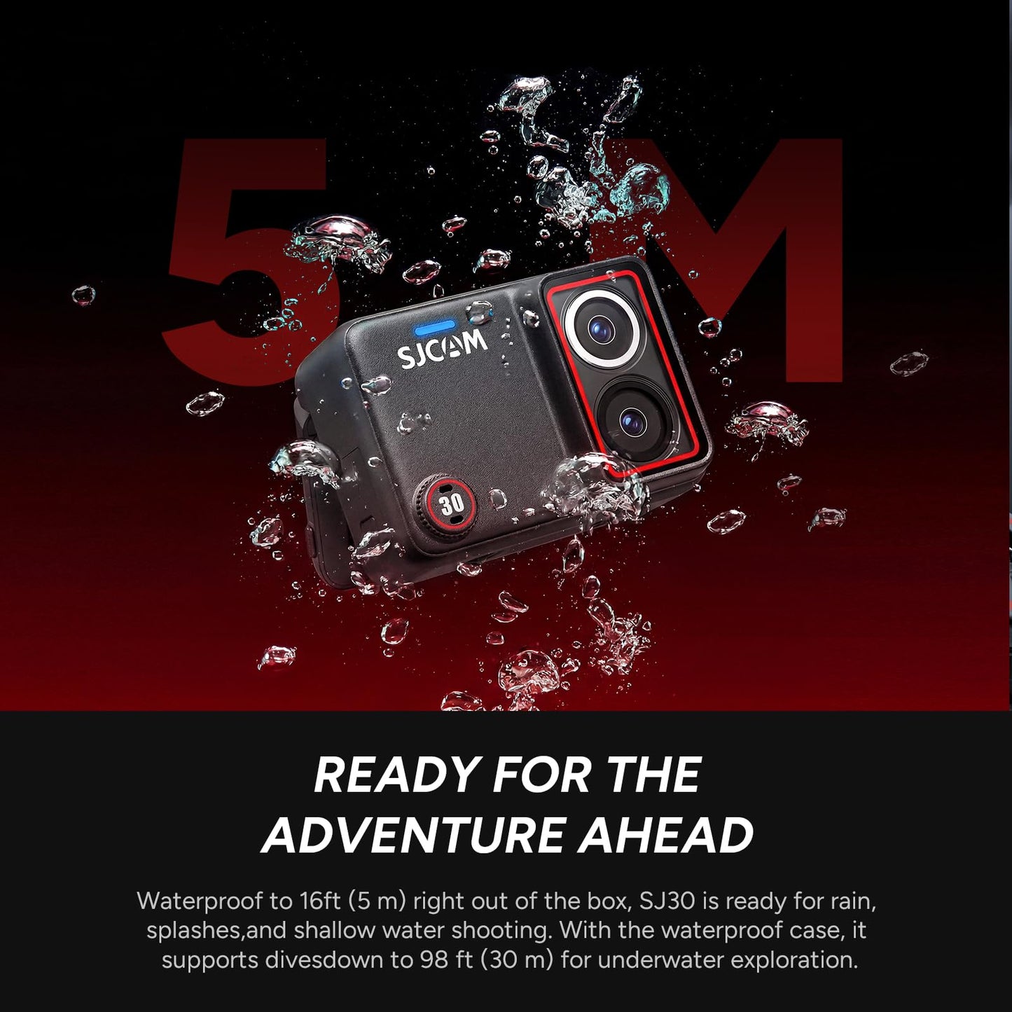 SJCAM SJ30 6K Action Camera with Wireless Microphone,8K/6K/5K/4K Image,5M Body Waterproof 2.51” Flip Touch Screen,Low Light,7H Battery Handle,SteadyMotion 2.0 Stabilization,for Travel (Creator Combo)