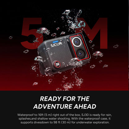 SJCAM SJ30 6K Action Camera with Wireless Microphone,8K/6K/5K/4K Image,5M Body Waterproof 2.51” Flip Touch Screen,Low Light,7H Battery Handle,SteadyMotion 2.0 Stabilization,for Travel (Creator Combo)
