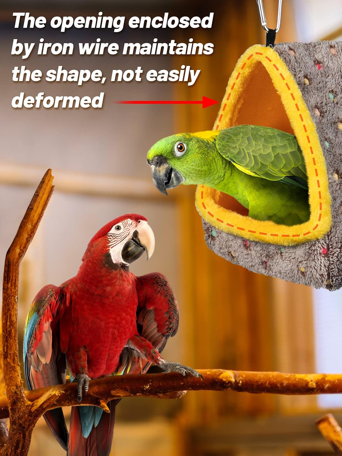 Large Winter Warm Bird Nest House, Comfortable Bird Bed for Cage with Mat, Hanging Hammock Shed Hideaway Hut Gift for Macaws African Grey Amazon Parrots