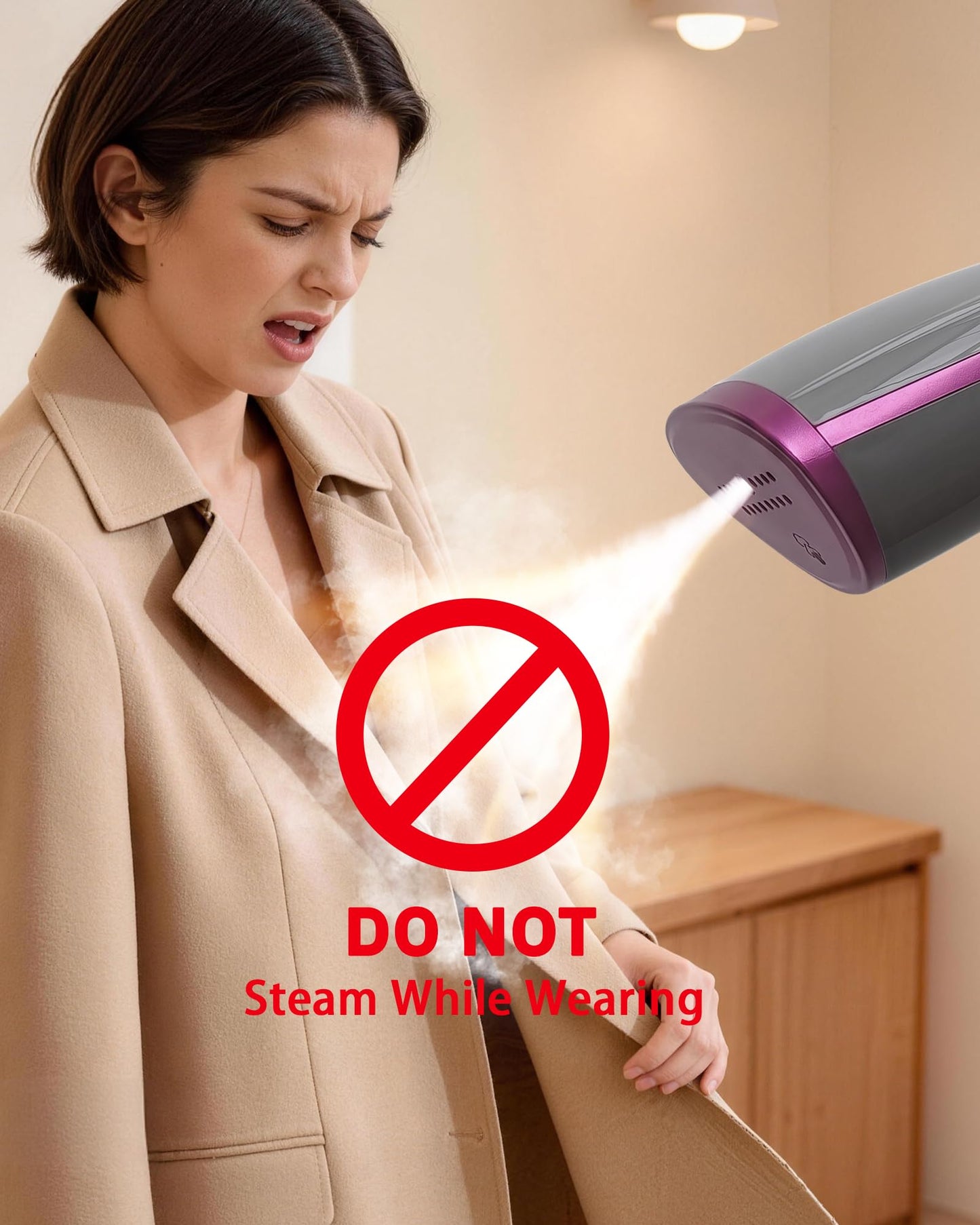 OGHom Portable Travel Handheld Steamer for Clothes, Garment Wrinkle Remover, 1000W Strong Penetrating Fabric Steamer, for Home, Office, Travel (ONLY FOR 120V) -White