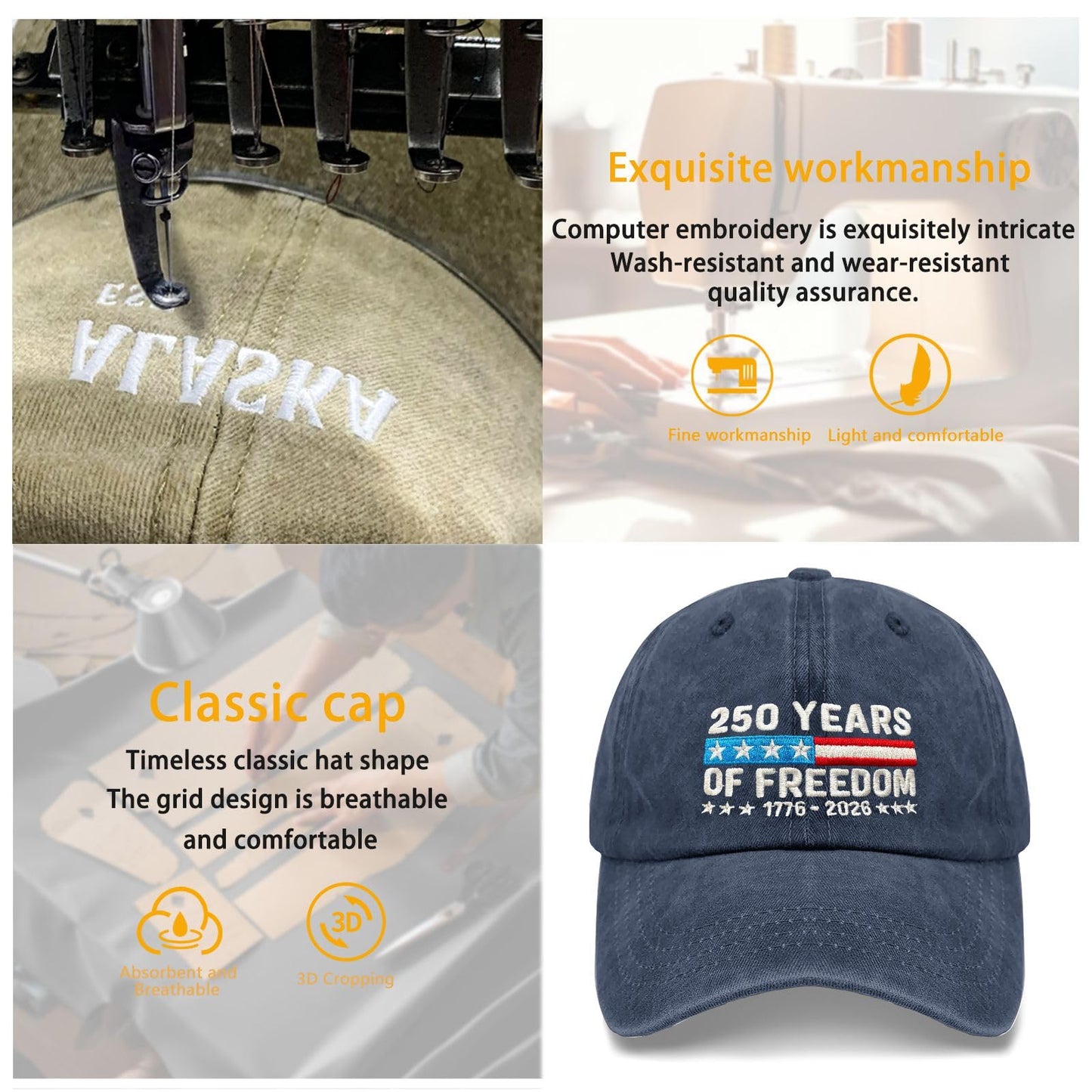 Funny Hat America Hats for Men Gifts for Dad Baseball Cap
