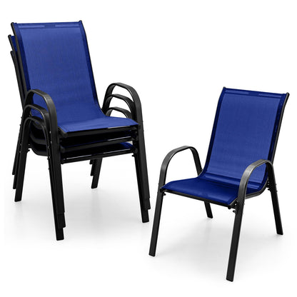 Tangkula Patio Dining Chairs Set of 4, Outdoor Stackable All Weather Heavy Duty Dining Chairs Set with Armrests, Support 330 LBS, for Poolside, Backyard, Garden, Deck, Front Porch (Brown)