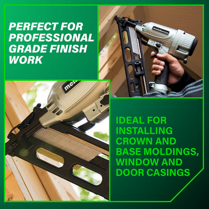 Metabo HPT 15 Gauge Angled Finish Nailer, Selective Actuation, NT65MA4 | Pneumatic Power Tool, Air Duster Included, 1-1/4 to 2-1/2 in Fasteners, Crown & Base Molding Applications
