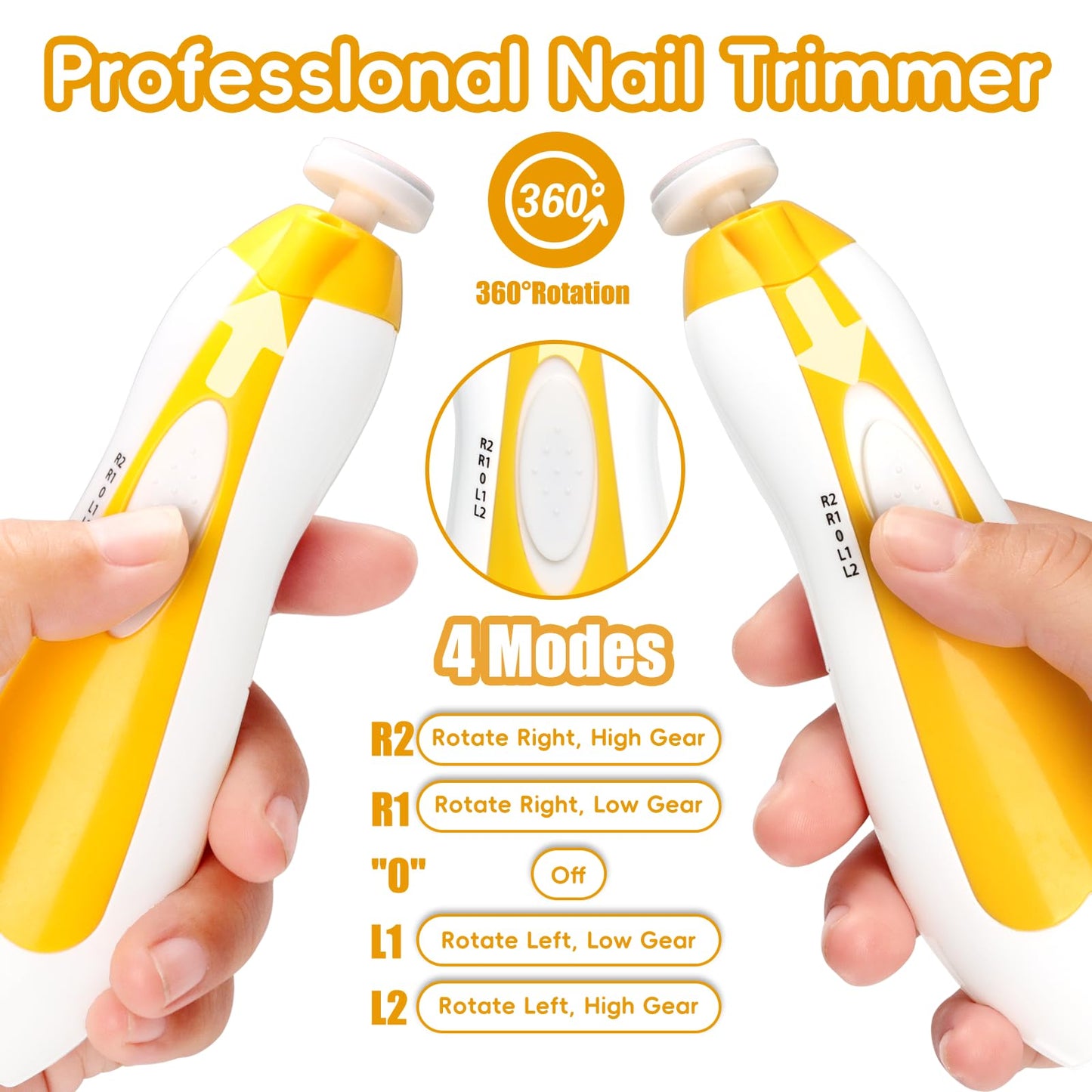 Electric Nail File Drill for Baby No Sharp Claws Hurt, 6 in 1 Safety Cutter Trimmer Clipper for Toes and Fingers (Blue)