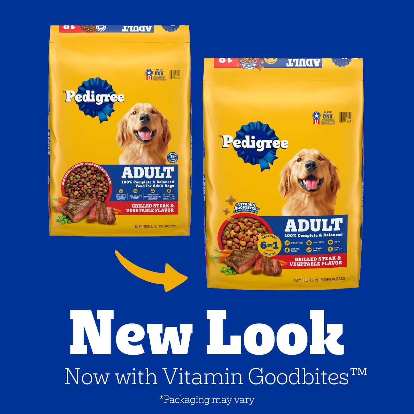 Pedigree Complete Nutrition Dry Dog Food, Steak & Vegetable, 18 lb
