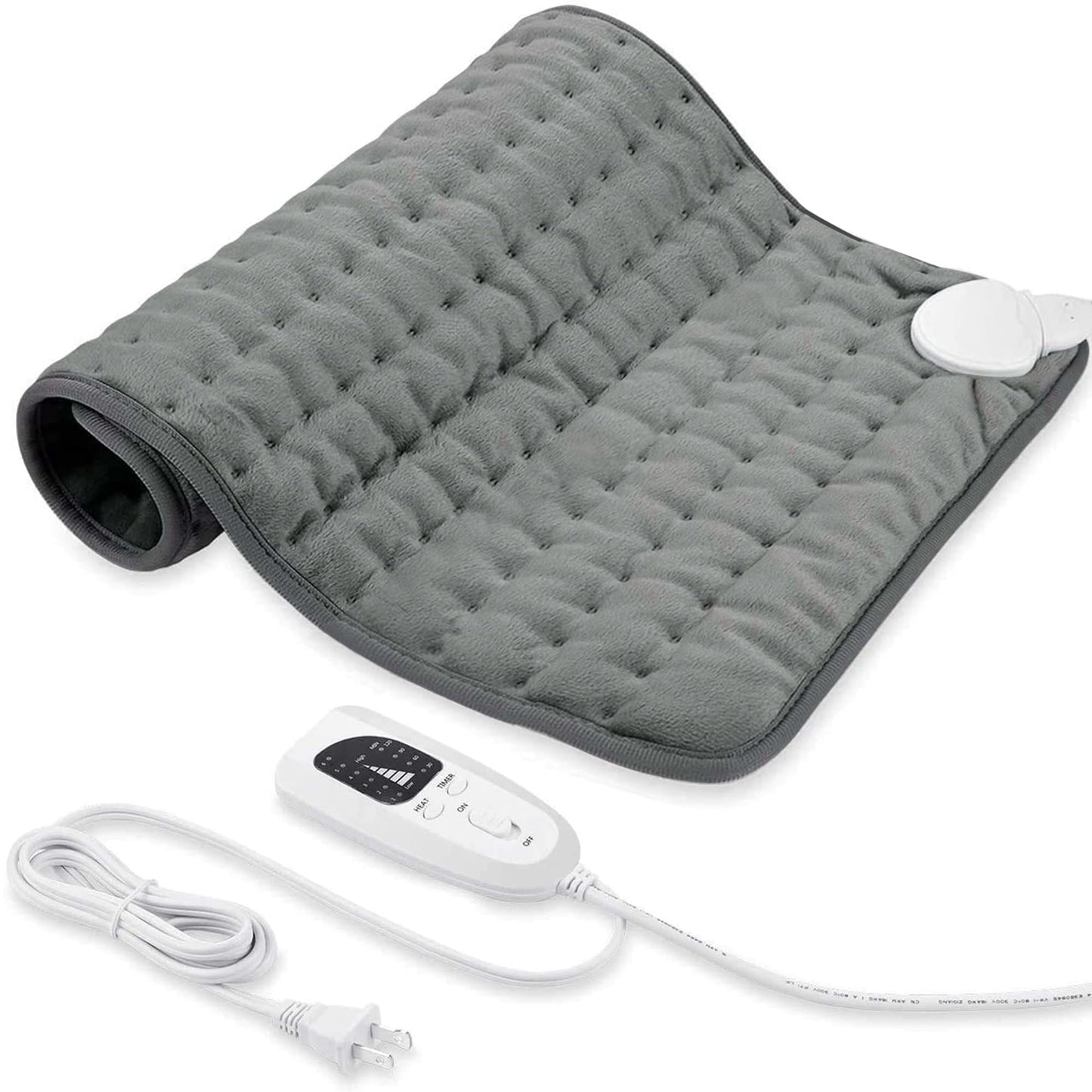 Electric Heating pad with 6 Heat Settings, Auto Shut Off, Dry Electric Heating for Back Neck Knee Arms Legs Shoulder Heat Pads for Christmas Birthday Father Mother's Day (24"X12", Gray Green)