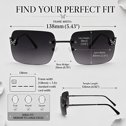 Y2k Sunglasses for Women - Trendy Rimless 2000s Fashion Sun Glasses Rave Shades