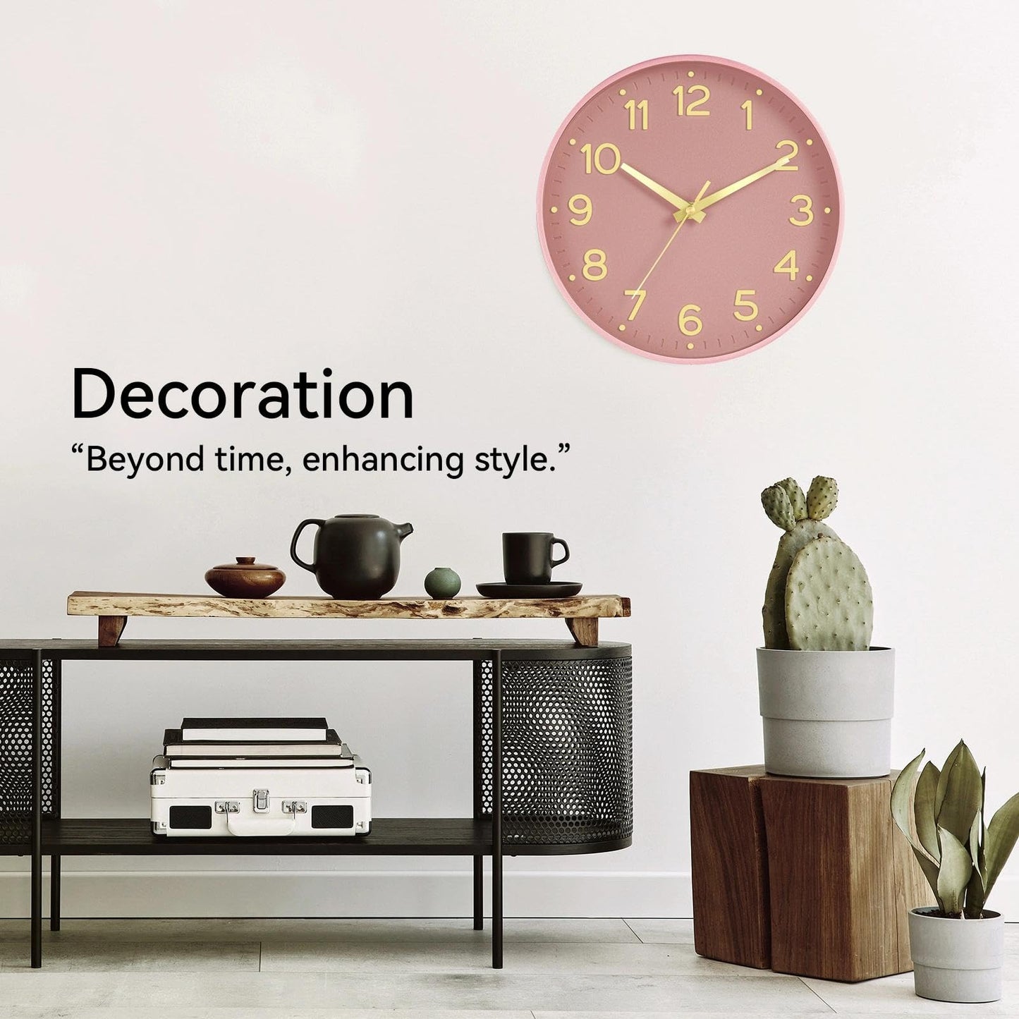 Roymnie Wall Clock Green, Silent Wall Clocks Battery Operated 8 Inch-Modern Non Ticking Analog Clock Decorative for Kitchen Office Bathroom Bedroom(Gold)