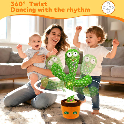 Hunfur Interactive Baby Toys Dancing Talking Cactus Toy,Funny Gift for Infant, Singing Record Repeat What You Say Light Up Toy for Toddler Boy Girl (Volume Adjustment)