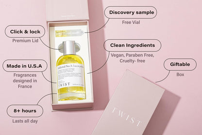 Twist Addicted No.3 Long Lasting Perfume Women Inspired by Y. B.lack O.pium | Women's Eau de Parfum Spray with Amber & Vanilla Notes - Gift for Her - Vegan, Paraben & Phthalate Free - 3.4 oz