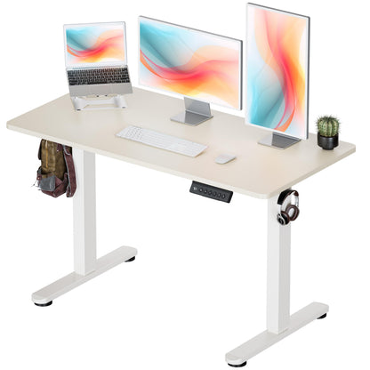 Okin Small Electric Standing Desk, 36" x 24" Whole Piece Height Adjustable Desk, Oak Sit to Stand Computer Workstation with Wheels for Home Office