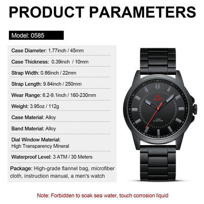 LN LENQIN Mens Watches Waterproof Stainless Steel Watch for Men Analog Quartz Fashion Business Designer Wristwatch