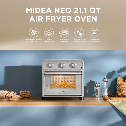 Midea Flexify Pro French Door Air Fryer Toaster Oven, Premium Cooking Experience with Precision Heat, Easy-Clean Enamel Interior & Modern Control, 26.4 QT