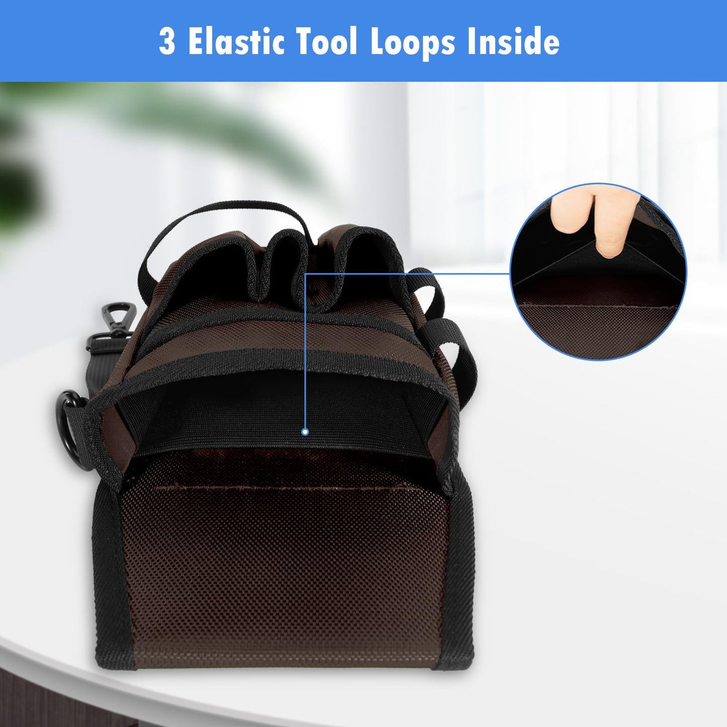 KENOBE 5-Pockets Tool Pouch, Black Tool Pouch Organization, Heavy-Duty Electrician Tool Pouches for Electrician, Carpenter, Construction, Technician, Side Belt Pouch, Small Electrician Holster
