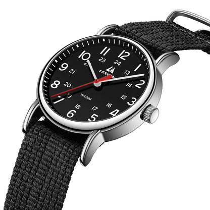 LN LENQIN Mens Watches Unisex Military Sport Nylon Strap Stylish Luminous Fashion Analog Quartz Watch for Men Waterproof Army Tactical Casual Wristwatch