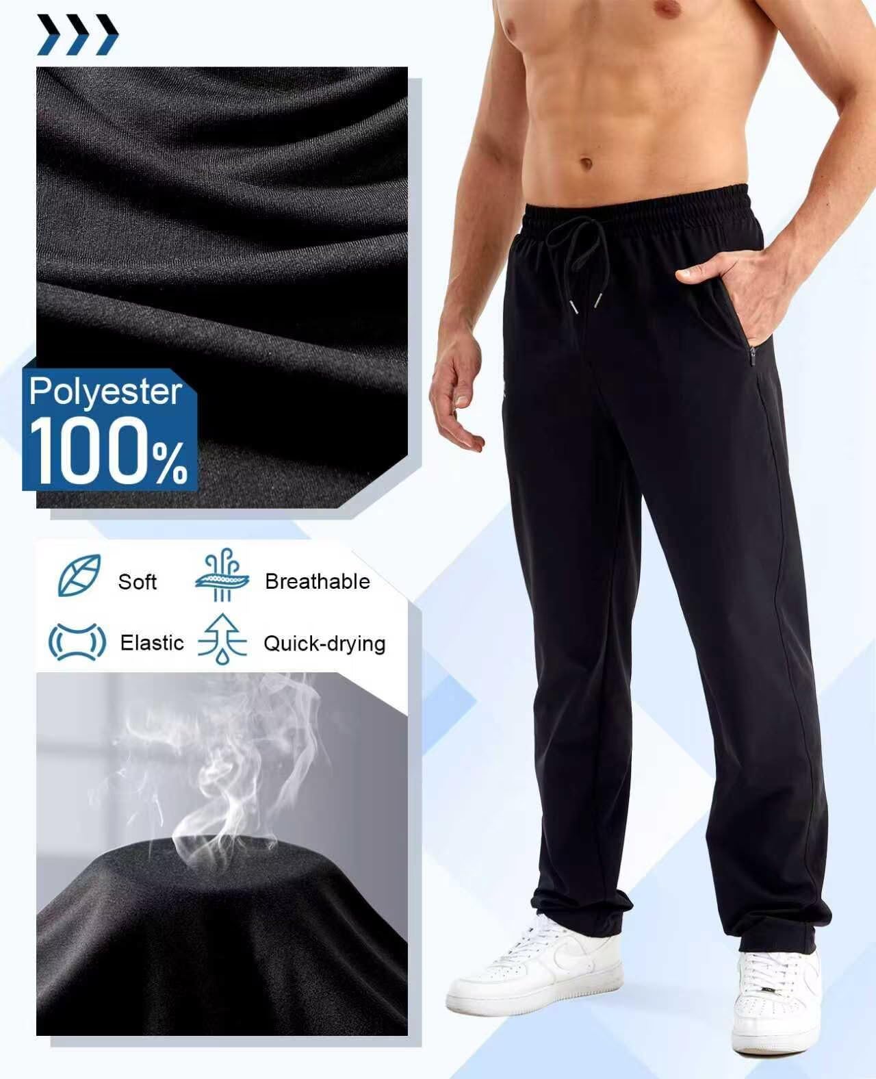 Mens Sweatpants with Zipper Pockets 5 Pack Athletic Joggers for Men Warm Slim Fit Track Workout Running Sweat Pants