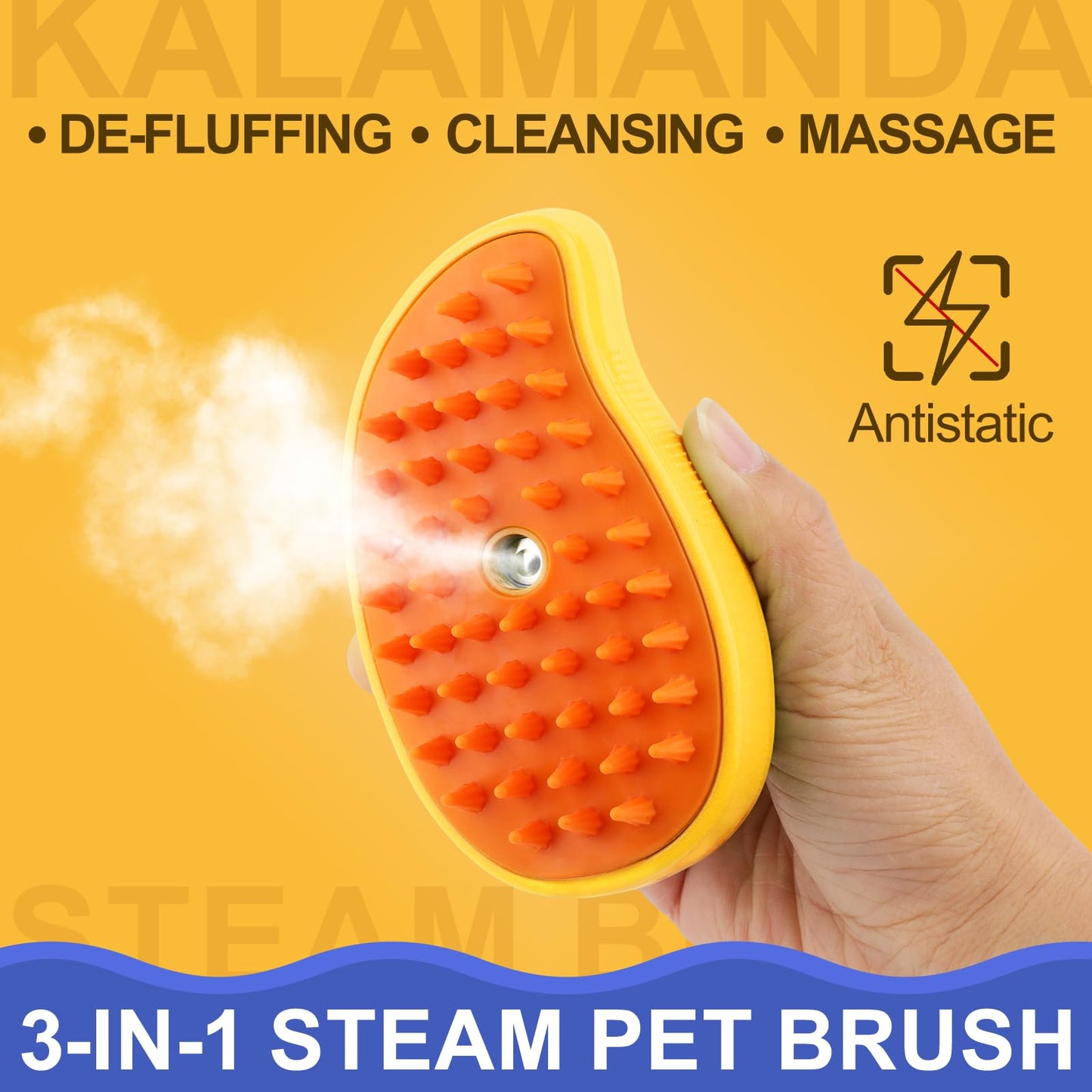 Cat Steam Brush, 3 In 1 Steamy Pet Brush, Silicone Massage Dog Hair Remover Comb, Spray Mist Grooming for Indoor Kittens (Mango Green)