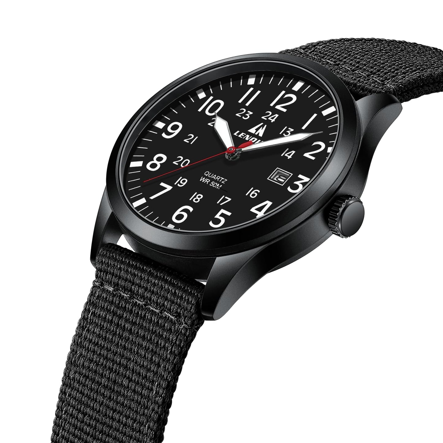 LN LENQIN Mens Watches Unisex Military Sport Nylon Strap Stylish Luminous Fashion Analog Quartz Watch for Men Waterproof Army Tactical Casual Wristwatch