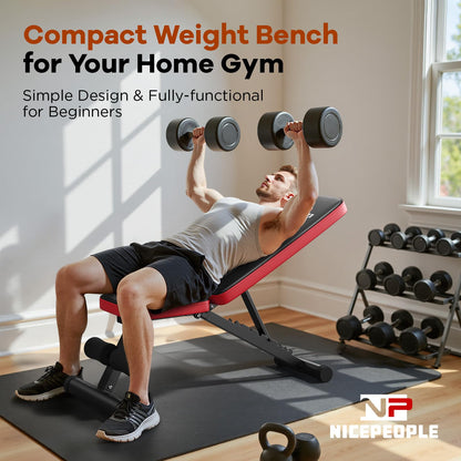 NICEPEOPLE Adjustable Weight Bench for Home Gym, 660LBS Capacity Workout Bench with 8 Backrests for Chest Shoulders Arms, Compact and Foldable Strength Bench for Small Space Apartment Room