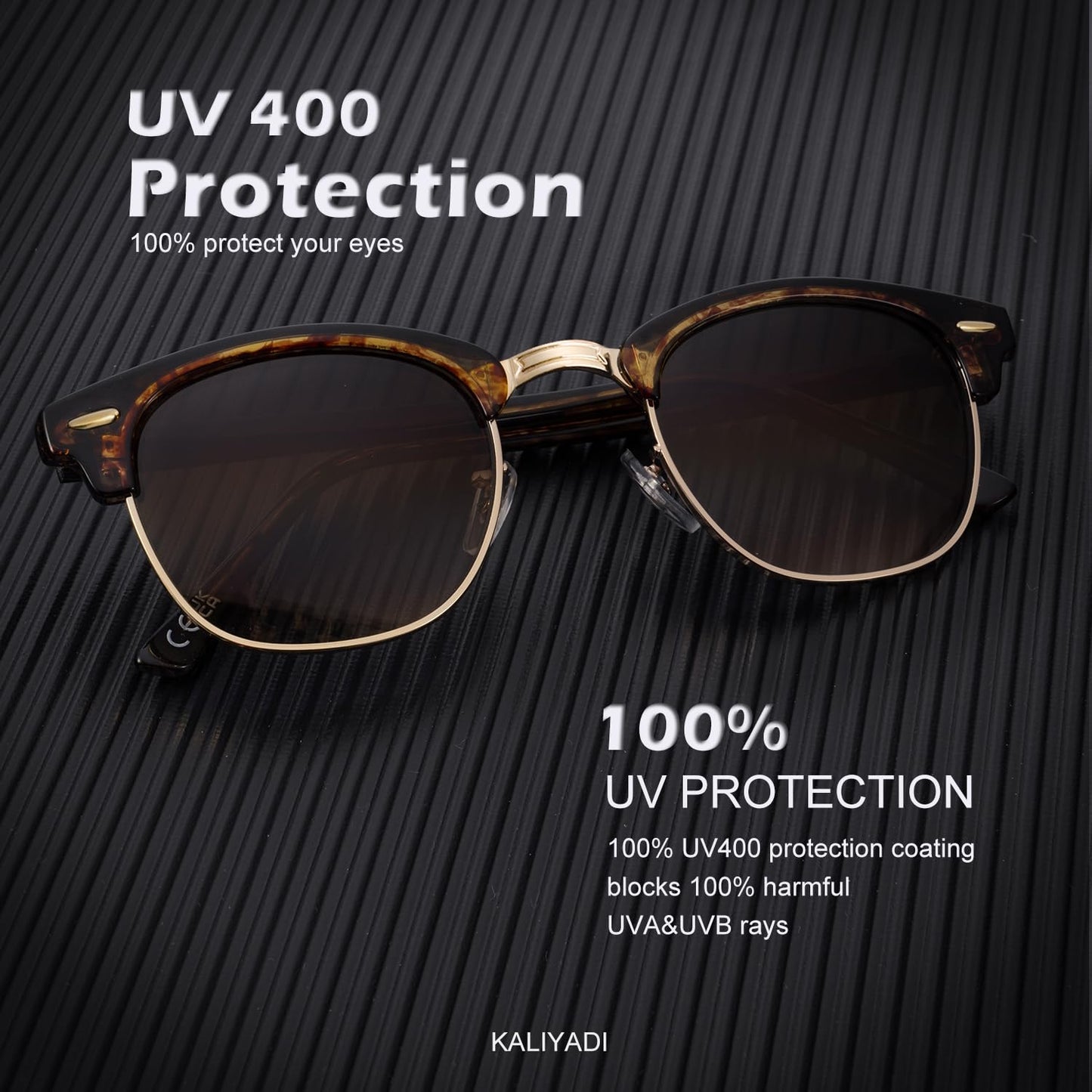 KALIYADI Polarized Sunglasses for Men and Women Semi-Rimless Frame Driving Sun glasses UV Blocking