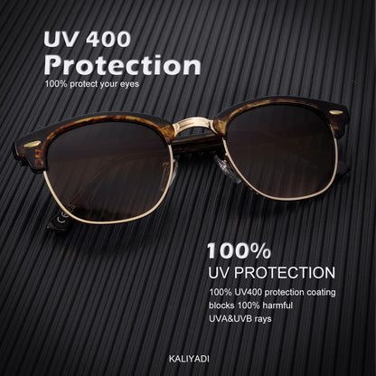 KALIYADI Polarized Sunglasses for Men and Women Semi-Rimless Frame Driving Sun glasses UV Blocking