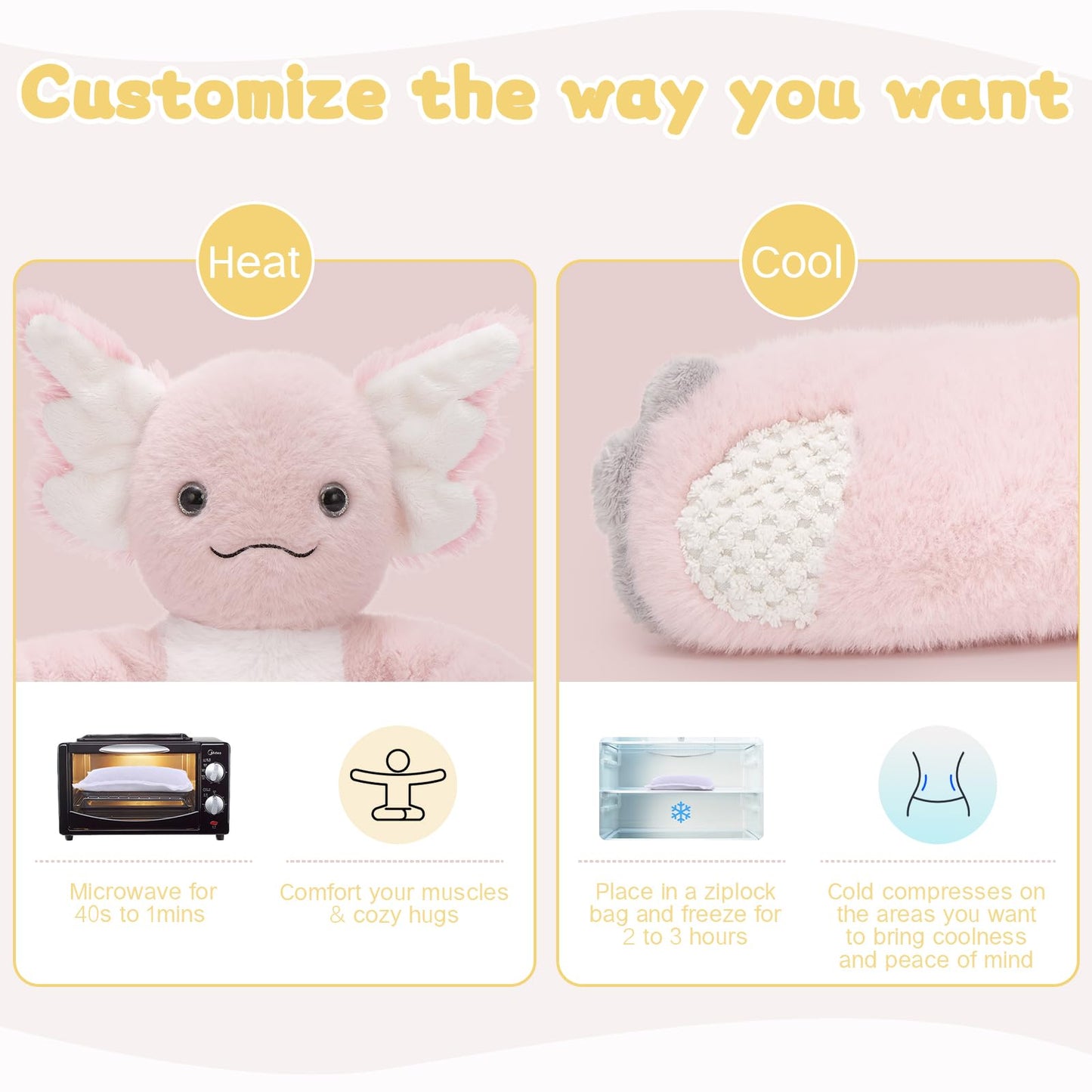 MaoGoLan 47" Giant Axolotl Stuffed Animal,Ultra Soft Salamander Kids Body Pillow Plush,4 Feet Jumbo Throw Pillow Plushie for Axolotl Lover,Home Decor,Gifts